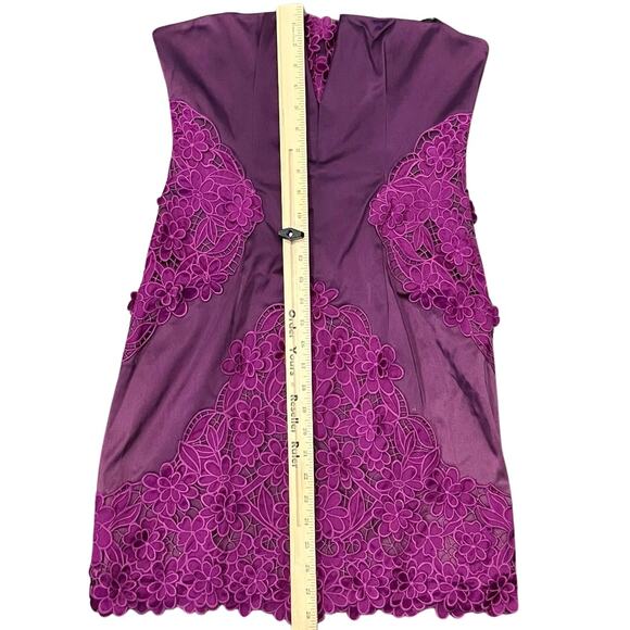 Laundry by Shelli Segal Purple Strapless Mini Dress Floral Crochet size 4 Y2K - Picture 4 of 11